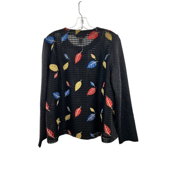 Draper's & Damon's Sheer Leaf Print Blazer Black/Multi Embroidered Size Large - Picture 6 of 7